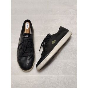 Lacoste Marcel Men's 8.5 Genuine Leather Low Top Sneakers Black White